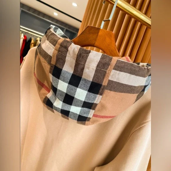 Burberry Beige Hoodie with Plaid Hood